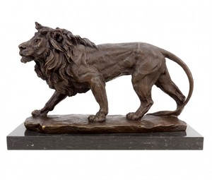 รูปปั้นสิงโตทองสัมฤทธิ์ขนาดเท่าตัวจริงสำหรับตกแต่งสวนบ้านหรือสวนสาธารณะสไตล์โมเดิร์น  งานหล่อทองเหลืองรูปสัตว์ - Product Image 6