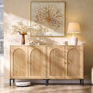 <span class=keywords><strong>Buffet</strong></span> moderne avec rangement, 61,75 po <span class=keywords><strong>de</strong></span> large, meuble <span class=keywords><strong>de</strong></span> rangement à arceaux cannelés avec étagères réglables, meuble <span class=keywords><strong>de</strong></span> bar à café en bois - Product Image 5