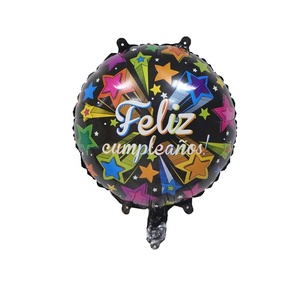 Ronda auto inflar globo 18 pulgadas colorido Feliz cumpleaños partido español <span class=keywords><strong>de</strong></span> aluminio globo Decoración - Product Image 1
