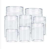 Pot cylindrique à large ouverture en plastique anti-fuite Yolio, couvercle transparent, option couvercle en aluminium, matériau PET, modèle J-001 pour aliments secs et fruits