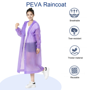 Imperméable à capuche réutilisable en EVA pour adultes |   <span class=keywords><strong>Poncho</strong></span> <span class=keywords><strong>de</strong></span> <span class=keywords><strong>pluie</strong></span> imperméable pour hommes et femmes |   Veste <span class=keywords><strong>de</strong></span> <span class=keywords><strong>pluie</strong></span> durable pour la randonnée en plein air - Product Image 2