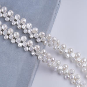 Zhuji Natural Freshwater <b>Pearl</b> Necklace Bead String 6-10mm White Three-Row Bread Bead Button Shape <b>Loose</b> <b>Pearls</b> - Product Image 4