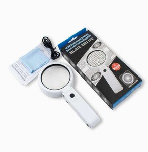 USB <b>Rechargeable</b> <b>LED</b> <b>Light</b> Foldable Stand Handheld Magnifying Glass with 8 <b>LED</b> - Product Image 2