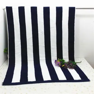 Wholesale 100% Cotton Black And White Striped Beach Towel, Terry Cotton Beach Towel