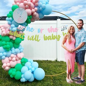 Striscione 'Lui o Lei? Cosa sarà il bambino?' per Golf, Decorazioni per Gender Reveal, Sfondo Fotografico Rosa Blu per Gender Reveal a Tema Golf - Product Image 4