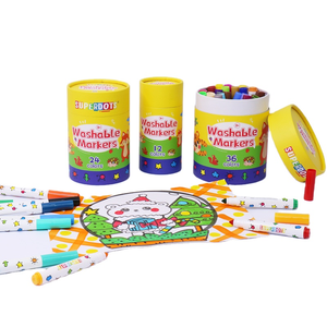 Suministros escolares de punta fina, rotuladores de dibujo lavables de borrado en seco seguro, juegos de papelería para colorear para niños, 12/24/36 colores - Product Image 1
