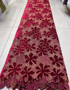 Mikemaycall Afrikaans Zacht Fluwelen Kant Met Geborduurde Kanten Stof Voor Nigeria Trouwjurk 5 Meter - Product Image 6