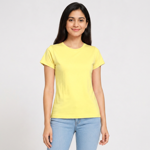 Wholesale Women's Breathable Summer Casual Short Sleeve O-Neck Regular Fit Custom Logo Digital Printing Plain Dyed T-shirts 100% - Product Image 1