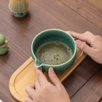 Ensemble traditionnel de thé matcha japonais, kit de cérémonie 8 pièces - Chawan à motif de chat, fouet en bambou (Chasen), cuillère (Chashaku)