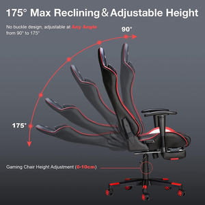EE. UU. Gratis Personalizado Nuevo Diseño Alta Calidad Rojo Ergonómico Silla Para <span class=keywords><strong>Gamer</strong></span> <span class=keywords><strong>Pc</strong></span> Swivel Racing Gaming Silla con Masaje de Lujo - Product Image 3