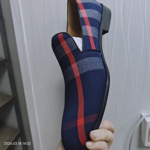 Mocasines de Tela a Cuadros con Punta Redonda, Suela de Goma Suave, Zapatos de Vestir para Hombre para Oficina y Carrera Profesional, para Todas las Temporadas - Product Image 1