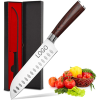 Couteau de chef de cuisine de 7 pouces, couteau Santoku japonais ultra-affûté avec coffret cadeau pour la cuisson, la découpe de la viande, du pain, des fruits, des légumes