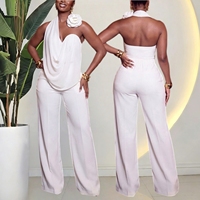J453 Ensemble 2 pièces tendance été 2026 pour femme : haut sans manches à col halter et pantalon à motifs floraux 3D, style streetwear chic