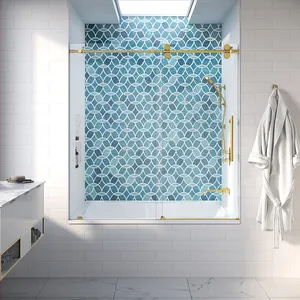 Seawin Factory Direct Wholesale Hotel Bathroom Sliding Glass Shower Tub Door Tempered Glass Shower Partition Bathtub Door