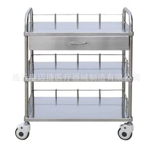Chariot de traitement médical en acier inoxydable 304 à 3 niveaux, mobilier hospitalier durable - Product Image 1