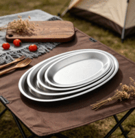 Plateau de service ovale plat en acier inoxydable massif FLEY, style moderne minimaliste, doré, vaisselle multifonctionnelle, parfait pour un usage quotidien