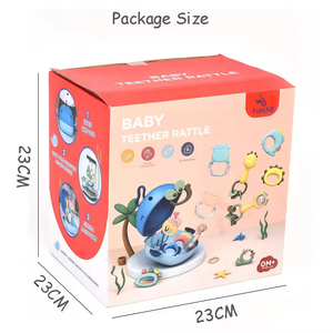 Réconfortant bébé sensoriel jouets de dentition bébé anneau de dentition sans BPA Silicone main saisir <span class=keywords><strong>hochet</strong></span> anneau hochets pour bébé - Product Image 6