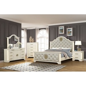 Jasmine Nightstand Beige Wood 2 <b>Drawer</b> LED Lighting <b>Side</b> <b>Table</b> Decor - Product Image 5