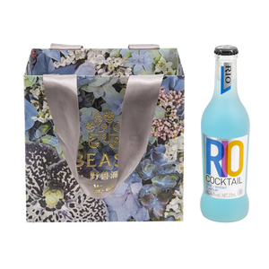 Sac en papier d'art violet avec poignée en ruban, impression dorée de luxe, logo personnalisé, merci - Product Image 6