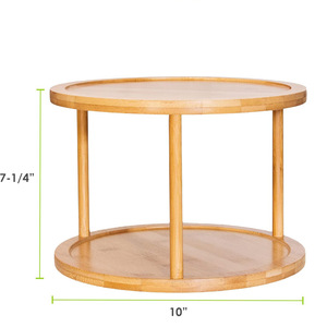 Bamboo Double Layer Round Spice <b>Rack</b> <b>Kitchen</b> Countertop Organizer Minimalist Design Multi Function Storage - Product Image 5