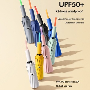 Parapluie pliant automatique robuste à 72 baleines, double usage (soleil et pluie), grand format, pour femmes et hommes - Product Image 2