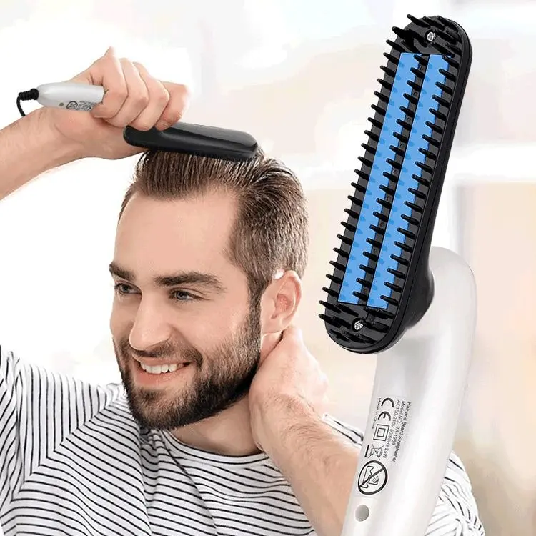 PRITECH Hot Sell Professional Beard Straightener Brush Electric Collapsible Man Hair Straightener Brush
