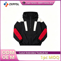 Blouson Anorak Coupe-Vent à Capuche Demi-Zip en Nylon avec Blocs de Couleurs et Logo Personnalisé pour Hommes – Vêtement d'Extérieur Décontracté – Vente en Gros