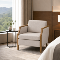Fauteuil de loisirs contemporain pour hôtel, structure en bois de frêne blanc, fauteuil d'appoint rembourré pour suites