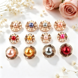 Elegant Flower‑Shaped Pearl Decor Metal Shank <b>Buttons</b> Assorted Colors Sew <b>Buttons</b> For Wedding Dress Sweater DIY Craft Decoration - Product Image 5