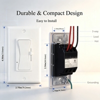 Interrupteur variateur LED Triac Hooanke, unipolaire et 3 voies, homologué ETL pour lampes LED, CFL, halogènes et à incandescence