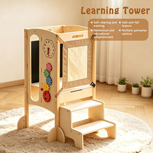 Modern Multifunction American Design Solid Wood Children's Foldable Learning Tower <b>Step</b> Foot <b>Stool</b> Baby Dining Chair Bedroom - Product Image 2