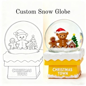 Bola Salju Resin Pohon Natal Kustom Bola Salju Mewah Hadiah Bola Salju Natal Unik - Product Image 3