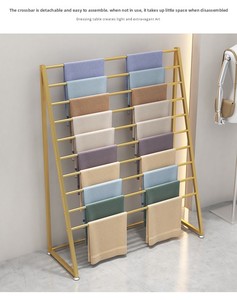 Exhibidor Metálico de <span class=keywords><strong>Boutique</strong></span> en Dorado/Negro/<span class=keywords><strong>Blanco</strong></span> para Protección Contra la Corrosión, Estantes de Piso para Pantalones y Corbatas de Cuero - Product Image 5