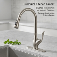 Robinet de cuisine monocommande à poser en acier inoxydable pour évier de bar, mitigeur multifonction avec pulvérisateur, eau chaude et froide, conception durable