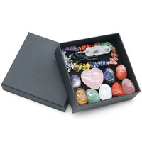 Bracelets et pendentifs en pierres précieuses naturelles Jingfa, 7 chakras, pierres de guérison, quartz cristallin poli, coffret cadeau Feng Shui