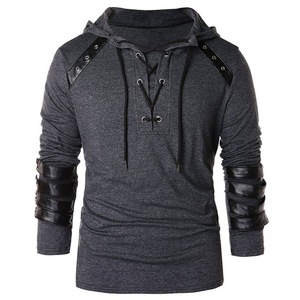T-shirt médiéval pour homme adulte, sweat-shirt gothique steampunk, chemise à lacets à manches longues, pull à capuche, chemise d'Halloween, hauts, chemise - Product Image 4