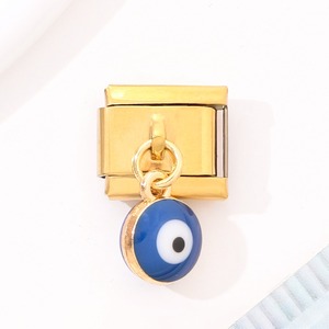 Breloque en acier inoxydable italien anti-ternissement pour bracelet, motif œil porte-bonheur, pour la fabrication de bijoux, vente en gros - Product Image 6