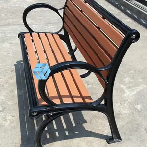 Outdoor Park Garden Bench Furniture Stand Bench Legs with Back Rest Metal Black Chair Urban City Street Furniture