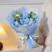 Bouquet de tulipes créatif et moderne pour la fête des mères, fleurs artificielles pour les aînés, cadeau en fil de laine tissé à la main, boîte cadeau transfrontalière, directement de l'usine