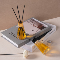 Flacon diffuseur à roseaux en verre transparent rond de 80 ml de qualité supérieure pour emballage de parfum d'intérieur de luxe en gros