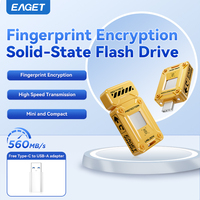 Unidad Flash USB EAGET FU80 Tipo-C de 128/256/512 GB, Unidad de Memoria USB de 560 MB/S con Cifrado de Huellas Dactilares, Unidad Flash USB de Estado Sólido de Lujo
