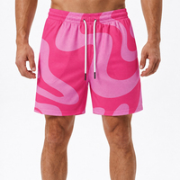 Shorts de sport OEM à imprimé vague abstraite, personnalisables, séchage rapide, respirants, en maille, taille mi-haute avec cordon de serrage, bas de tenue professionnels