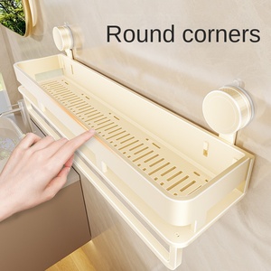 Organizador de Cosméticos de Pared para Baño, de Metal, Ecológico, Color <span class=keywords><strong>Blanco</strong></span> Leche, Sin Perforaciones, Montado en la Esquina - Product Image 4