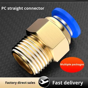 1/8 serie PC 1/4 3/8 1/2 M5 Bspt filo blu maschio dritto placcato ottone Push per collegare raccordi pneumatici - Product Image 4