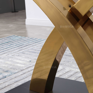 Vàng Thép Không Gỉ X Hình Cơ Sở Travertine Đẹp Phòng Ăn Bàn Và Ghế - Product Image 6