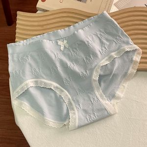 Wholesale Pastel Solid Panties Cute Bear Jacquard Polyester Fabric Scalloped Floral Lace <strong>Leg</strong> <strong>Opening</strong> Small Bow <strong>Women</strong> Underwear - Product Image 6