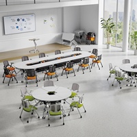Table de formation modulaire pliable en bambou, bureau de travail modulable, bureau mobile, chaise de formation, table de conférence, table de lecture, moderne