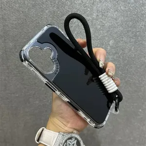 CHAOYIDIAN Étui de protection couleur unie avec lanière et dragonne pour <span class=keywords><strong>iPhone</strong></span> 16 15 14 17 Pro Max Air Plus 12 13 <span class=keywords><strong>11</strong></span> X Xr Xs - Product Image 2