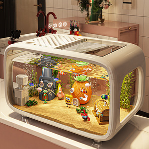 Acuario de Plástico de Lujo Ligero, Cuidadosamente Seleccionado, para Uso Doméstico, con Tapa Transparente de Alta Gama, para Sala de Estar o Entrada, Tanque Ecológico - Product Image 1