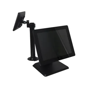 Factory Price Pos Mounting Solutions System Long Arm Standing Bracket Support One / Two Monitor